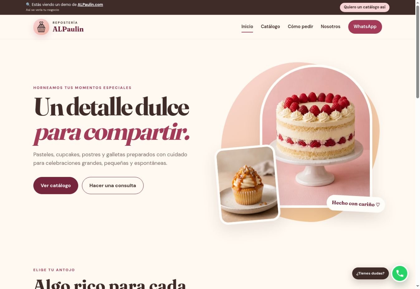 Vista previa del catálogo digital para repostería