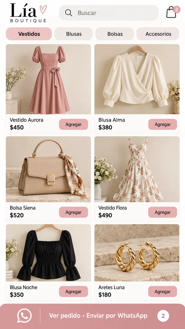 Ejemplo de Catálogo digital para boutique