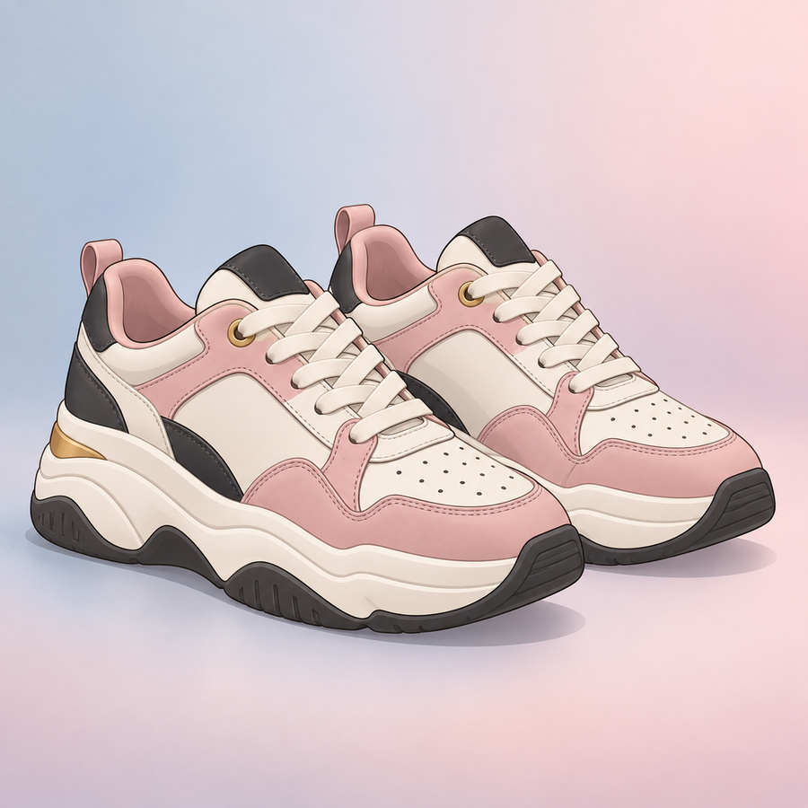 Tenis urbanos rosa y crema
