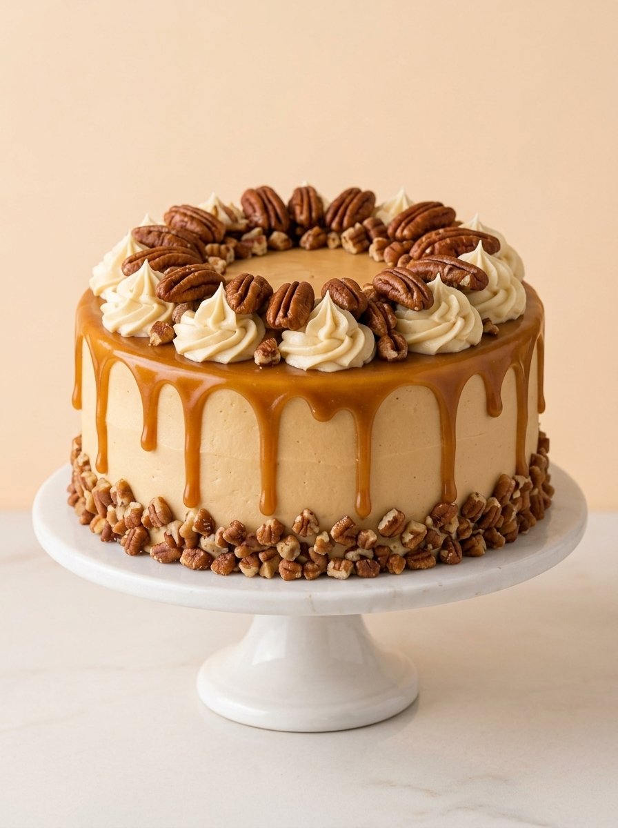 Pastel de caramelo y nuez