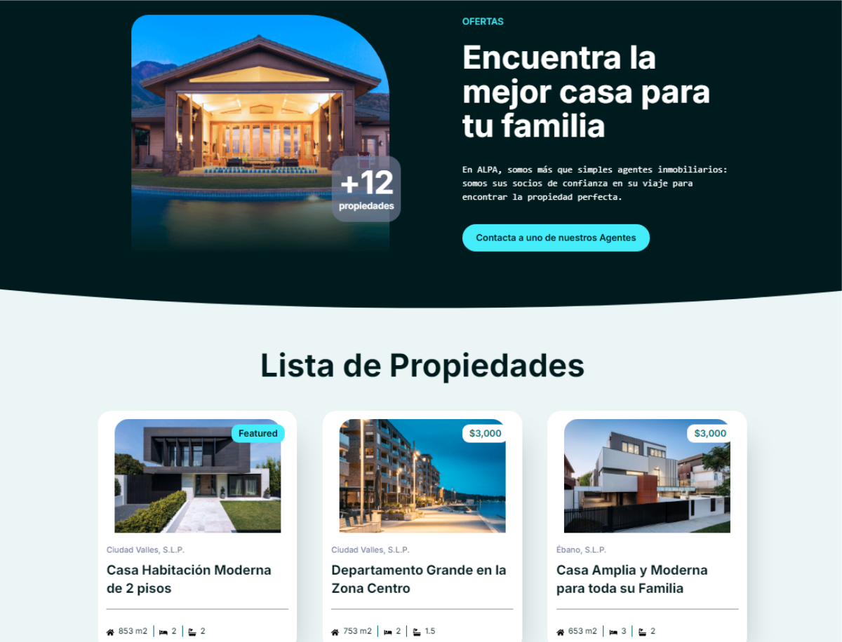 Pagina web de bienes raices